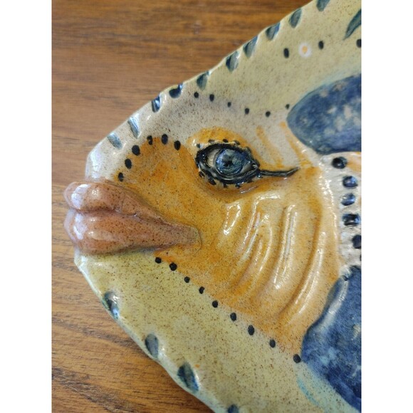 Artist Signed "FISHLIPS" Ceramic Tray 12x8 In - Picture 1 of 8